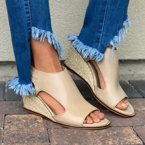 Cream Cut Out Espadrille Wedge Platform Sandal - Picture 4 of 8